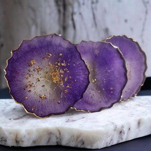 Set of 4 Handmade Resin Geode Coasters - ANY COLOR + DESIGN